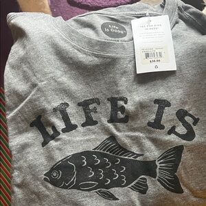 Life Is Good Charcoal Fish Tee